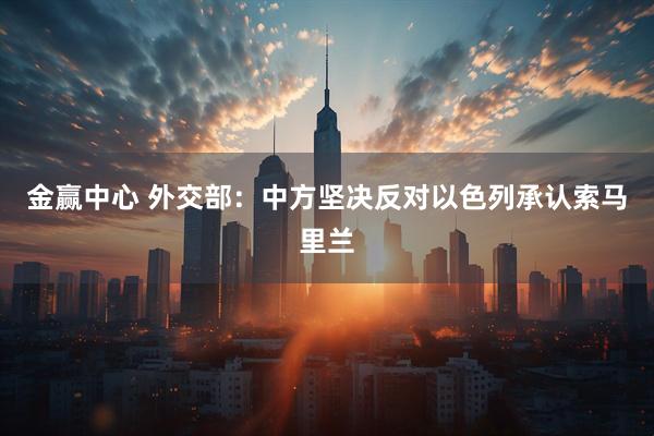 金赢中心 外交部：中方坚决反对以色列承认索马里兰